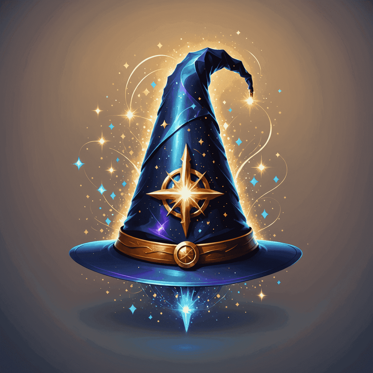 Merlin Web Development Studio Logo - A stylized wizard hat with a wand creating digital sparkles