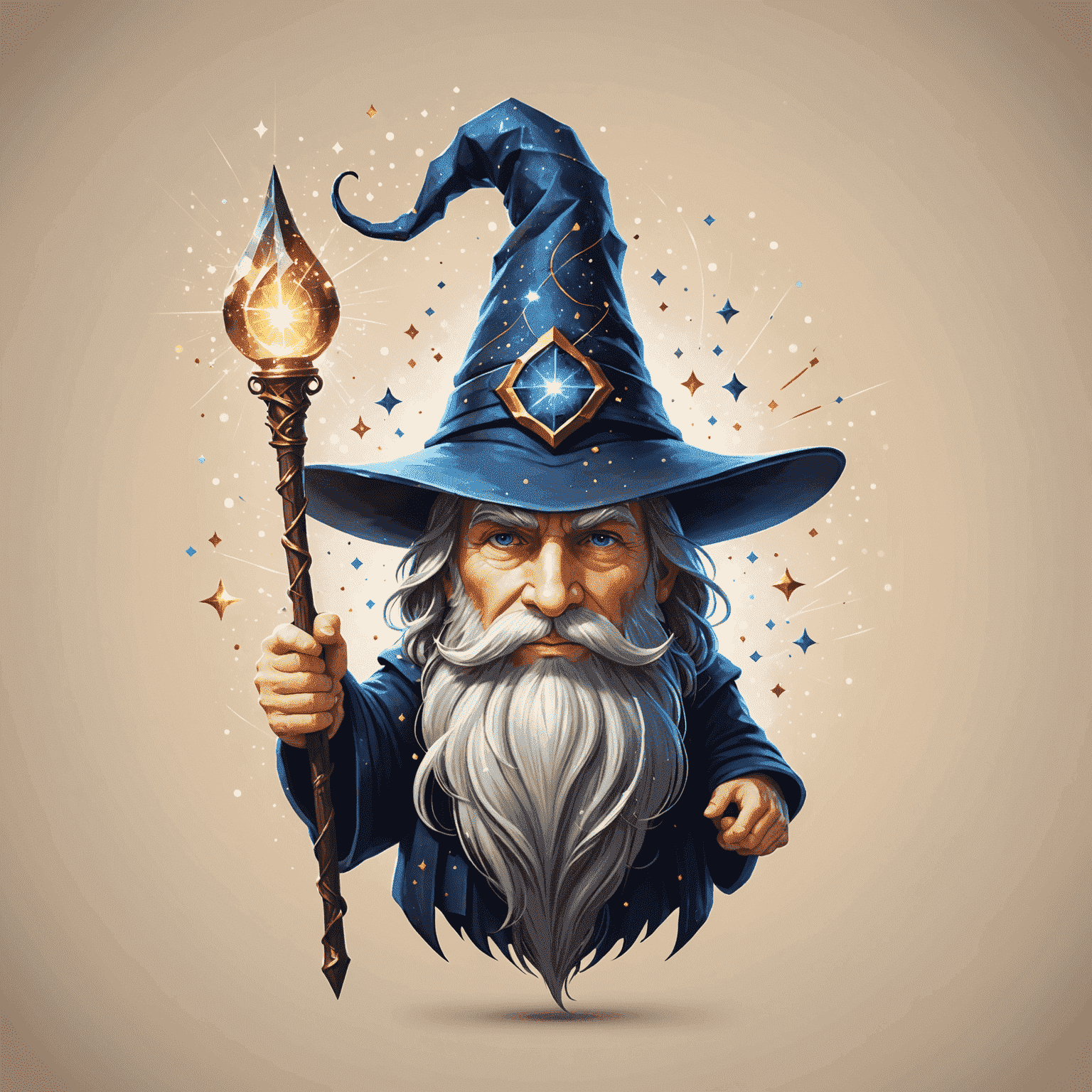 Merlin Web Development Studio Logo - A stylized wizard hat with a wand creating digital sparkles