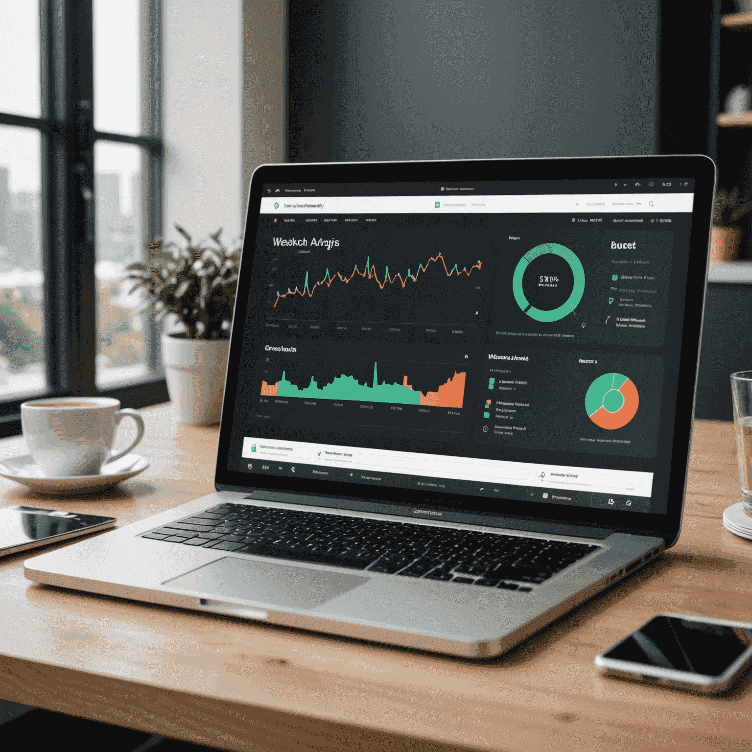 A dashboard showing website analytics, security scans, and update notifications